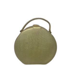 VINTAGE GIORGIO BEVERLY HILLS GOLD ROUND CLUTCH PURSE WITH SNAP CLOSURE
